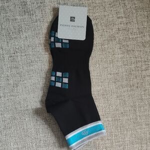 Pierre Balmain Black Socks with Blue and Gray Accents